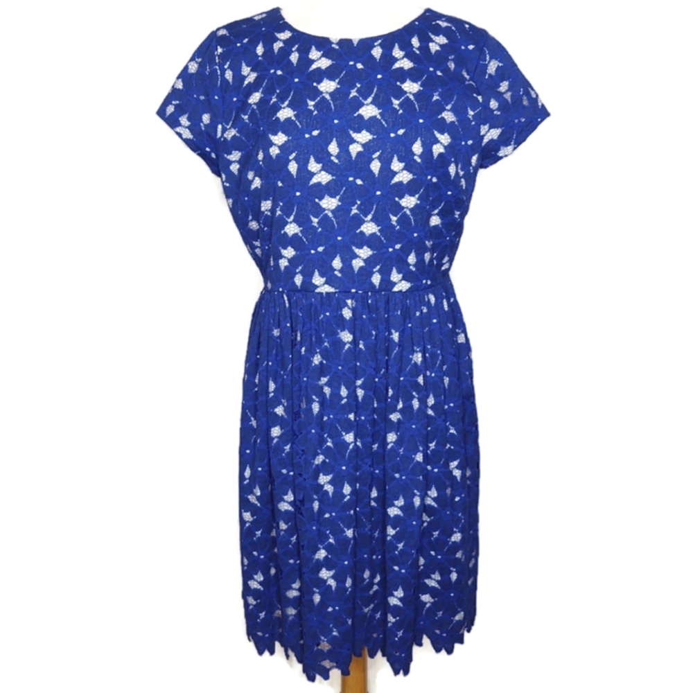 Vince Camuto Crochet Lace Short Sleeve Dress Blue